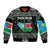 South Sudan Christmas Sleeve Zip Bomber Jacket with National Map, Flag Colors, and Sleeping Rhino Motif - Wonder Print Shop