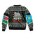 South Sudan Christmas Sleeve Zip Bomber Jacket with National Map, Flag Colors, and Sleeping Rhino Motif - Wonder Print Shop