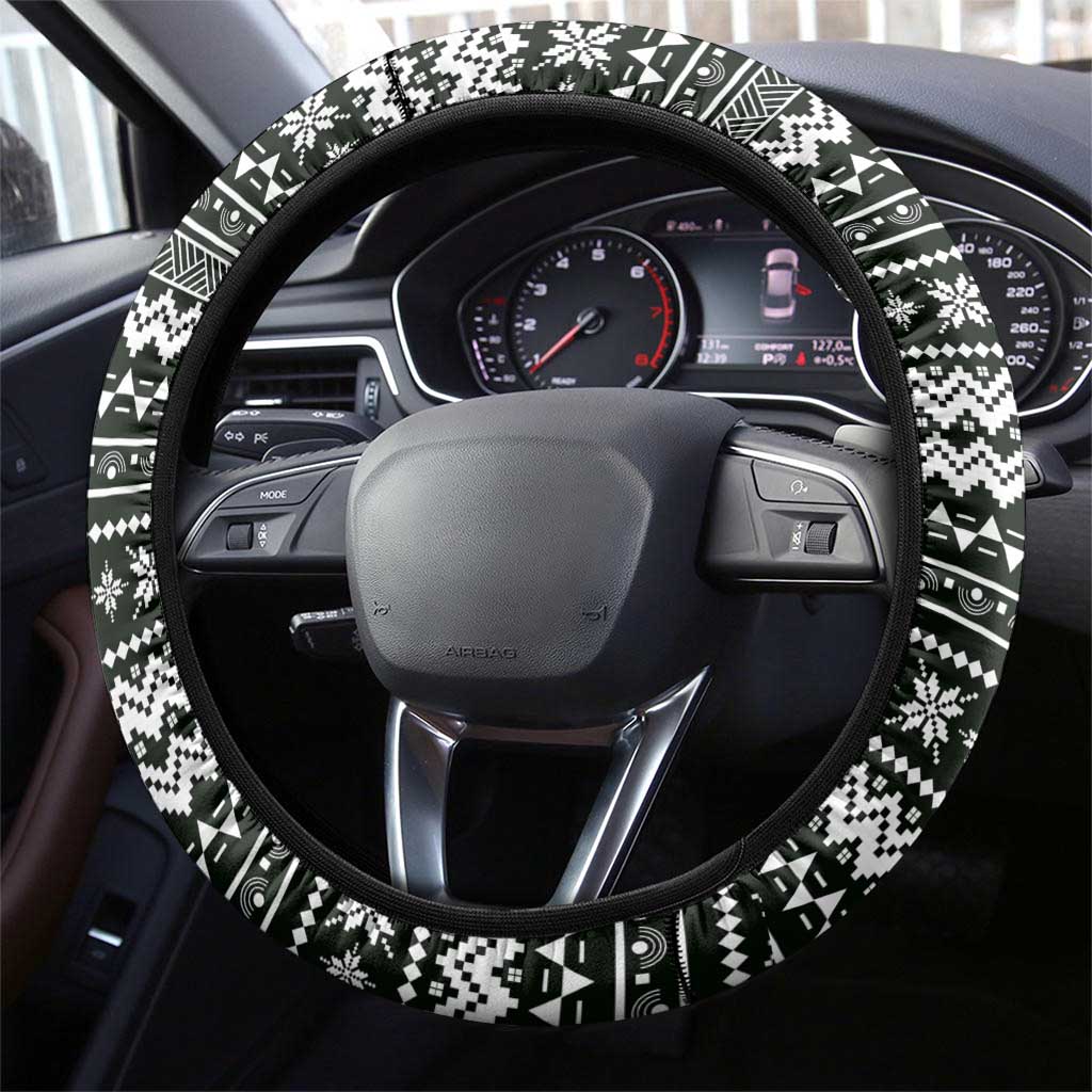 South Sudan Christmas Steering Wheel Cover with National Map, Flag Colors, and Sleeping Rhino Motif - Wonder Print Shop