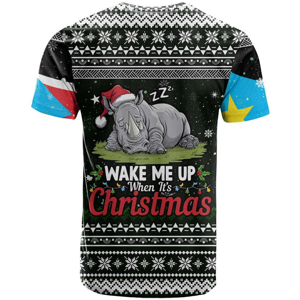 South Sudan Christmas T Shirt with National Map, Flag Colors, and Sleeping Rhino Motif - Wonder Print Shop
