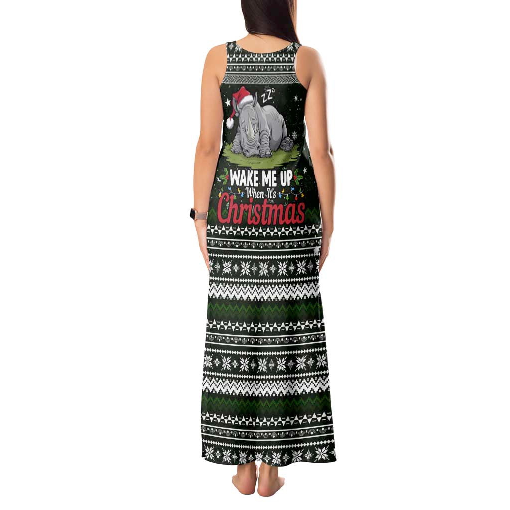 South Sudan Christmas Tank Maxi Dress with National Map, Flag Colors, and Sleeping Rhino Motif - Wonder Print Shop
