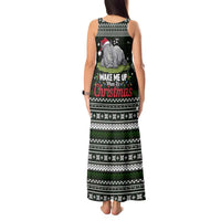 South Sudan Christmas Tank Maxi Dress with National Map, Flag Colors, and Sleeping Rhino Motif - Wonder Print Shop