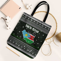 South Sudan Christmas Tote Bag with National Map, Flag Colors, and Sleeping Rhino Motif - Wonder Print Shop