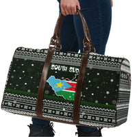 South Sudan Christmas Travel Bag with National Map, Flag Colors, and Sleeping Rhino Motif - Wonder Print Shop