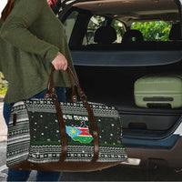 South Sudan Christmas Travel Bag with National Map, Flag Colors, and Sleeping Rhino Motif - Wonder Print Shop
