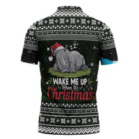 South Sudan Christmas Zipper Polo Shirt with National Map, Flag Colors, and Sleeping Rhino Motif - Wonder Print Shop