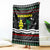 Suriname Christmas Blanket with Black Festive Pattern, Golden Ship, Palm Tree, and Coat of Arms Motif - Wonder Print Shop