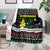 Suriname Christmas Blanket with Black Festive Pattern, Golden Ship, Palm Tree, and Coat of Arms Motif - Wonder Print Shop