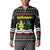 Suriname Christmas Button Sweatshirt with Black Festive Pattern, Golden Ship, Palm Tree, and Coat of Arms Motif - Wonder Print Shop