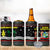 Suriname Christmas 4 in 1 Can Cooler Tumbler with Black Festive Pattern, Golden Ship, Palm Tree, and Coat of Arms Motif - Wonder Print Shop