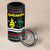Suriname Christmas 4 in 1 Can Cooler Tumbler with Black Festive Pattern, Golden Ship, Palm Tree, and Coat of Arms Motif - Wonder Print Shop