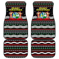 Suriname Christmas Car Mats with Black Festive Pattern, Golden Ship, Palm Tree, and Coat of Arms Motif - Wonder Print Shop