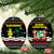 Suriname Christmas Ceramic Ornament with Black Festive Pattern, Golden Ship, Palm Tree, and Coat of Arms Motif - Wonder Print Shop