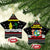 Suriname Christmas Ceramic Ornament with Black Festive Pattern, Golden Ship, Palm Tree, and Coat of Arms Motif - Wonder Print Shop