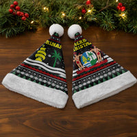 Suriname Christmas Santa Hat with Black Festive Pattern, Golden Ship, Palm Tree, and Coat of Arms Motif - Wonder Print Shop