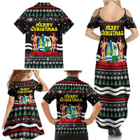 Suriname Christmas Family Matching Summer Maxi Dress and Hawaiian Shirt with Black Festive Pattern, Golden Ship, Palm Tree, and Coat of Arms Motif - Wonder Print Shop