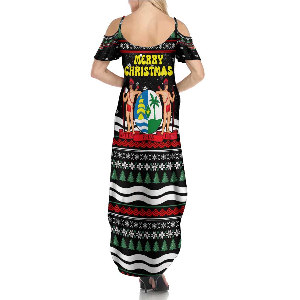 Suriname Christmas Family Matching Summer Maxi Dress and Hawaiian Shirt with Black Festive Pattern, Golden Ship, Palm Tree, and Coat of Arms Motif - Wonder Print Shop