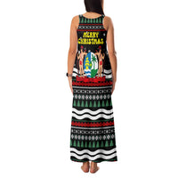 Suriname Christmas Family Matching Tank Maxi Dress and Hawaiian Shirt with Black Festive Pattern, Golden Ship, Palm Tree, and Coat of Arms Motif - Wonder Print Shop