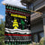 Suriname Christmas Garden Flag with Black Festive Pattern, Golden Ship, Palm Tree, and Coat of Arms Motif - Wonder Print Shop