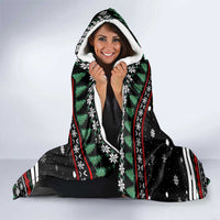Suriname Christmas Hooded Blanket with Black Festive Pattern, Golden Ship, Palm Tree, and Coat of Arms Motif - Wonder Print Shop