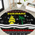 Suriname Christmas Round Carpet with Black Festive Pattern, Golden Ship, Palm Tree, and Coat of Arms Motif - Wonder Print Shop