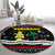 Suriname Christmas Round Carpet with Black Festive Pattern, Golden Ship, Palm Tree, and Coat of Arms Motif - Wonder Print Shop