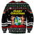 Suriname Christmas Sweatshirt with Black Festive Pattern, Golden Ship, Palm Tree, and Coat of Arms Motif - Wonder Print Shop