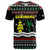 Suriname Christmas T Shirt with Black Festive Pattern, Golden Ship, Palm Tree, and Coat of Arms Motif - Wonder Print Shop
