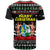 Suriname Christmas T Shirt with Black Festive Pattern, Golden Ship, Palm Tree, and Coat of Arms Motif - Wonder Print Shop