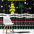 Suriname Christmas Window Curtain with Black Festive Pattern, Golden Ship, Palm Tree, and Coat of Arms Motif - Wonder Print Shop