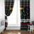 Suriname Christmas Window Curtain with Black Festive Pattern, Golden Ship, Palm Tree, and Coat of Arms Motif - Wonder Print Shop
