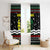 Suriname Christmas Window Curtain with Black Festive Pattern, Golden Ship, Palm Tree, and Coat of Arms Motif - Wonder Print Shop
