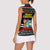 Suriname Christmas Women Sleeveless Polo Shirt with Black Festive Pattern, Golden Ship, Palm Tree, and Coat of Arms Motif - Wonder Print Shop