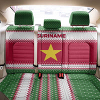 Suriname Christmas Back Car Seat Cover with Red-Green Knit Pattern, Yellow Star, and Santa Leopard Motif - Wonder Print Shop