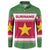 Suriname Christmas Button Sweatshirt with Red-Green Knit Pattern, Yellow Star, and Santa Leopard Motif - Wonder Print Shop