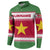 Suriname Christmas Button Sweatshirt with Red-Green Knit Pattern, Yellow Star, and Santa Leopard Motif - Wonder Print Shop