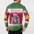 Suriname Christmas Button Sweatshirt with Red-Green Knit Pattern, Yellow Star, and Santa Leopard Motif - Wonder Print Shop