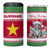 Suriname Christmas 4 in 1 Can Cooler Tumbler with Red-Green Knit Pattern, Yellow Star, and Santa Leopard Motif - Wonder Print Shop
