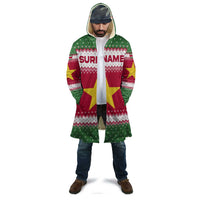Suriname Christmas Cloak with Red-Green Knit Pattern, Yellow Star, and Santa Leopard Motif - Wonder Print Shop