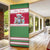 Suriname Christmas Door Cover with Red-Green Knit Pattern, Yellow Star, and Santa Leopard Motif - Wonder Print Shop