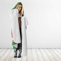 Suriname Christmas Hooded Blanket with Red-Green Knit Pattern, Yellow Star, and Santa Leopard Motif - Wonder Print Shop