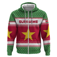 Suriname Christmas Hoodie with Red-Green Knit Pattern, Yellow Star, and Santa Leopard Motif - Wonder Print Shop