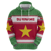 Suriname Christmas Hoodie with Red-Green Knit Pattern, Yellow Star, and Santa Leopard Motif - Wonder Print Shop
