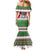 Suriname Christmas Mermaid Dress with Red-Green Knit Pattern, Yellow Star, and Santa Leopard Motif - Wonder Print Shop