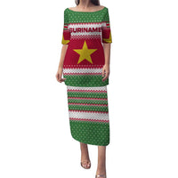 Suriname Christmas Puletasi with Red-Green Knit Pattern, Yellow Star, and Santa Leopard Motif - Wonder Print Shop