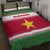 Suriname Christmas Quilt Bed Set with Red-Green Knit Pattern, Yellow Star, and Santa Leopard Motif - Wonder Print Shop