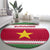 Suriname Christmas Round Carpet with Red-Green Knit Pattern, Yellow Star, and Santa Leopard Motif - Wonder Print Shop