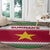 Suriname Christmas Round Carpet with Red-Green Knit Pattern, Yellow Star, and Santa Leopard Motif - Wonder Print Shop