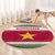 Suriname Christmas Round Carpet with Red-Green Knit Pattern, Yellow Star, and Santa Leopard Motif - Wonder Print Shop