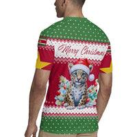 Suriname Christmas Rugby Jersey with Red-Green Knit Pattern, Yellow Star, and Santa Leopard Motif - Wonder Print Shop